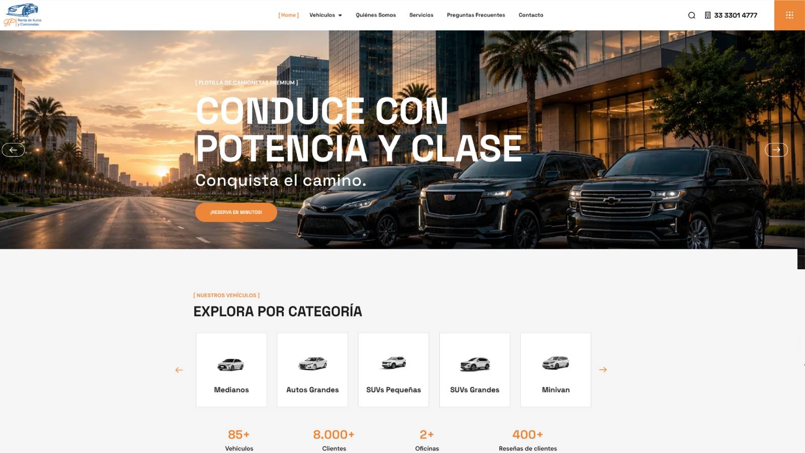 Captura de pantalla del proyecto Renta de Autos y Camionetas GP