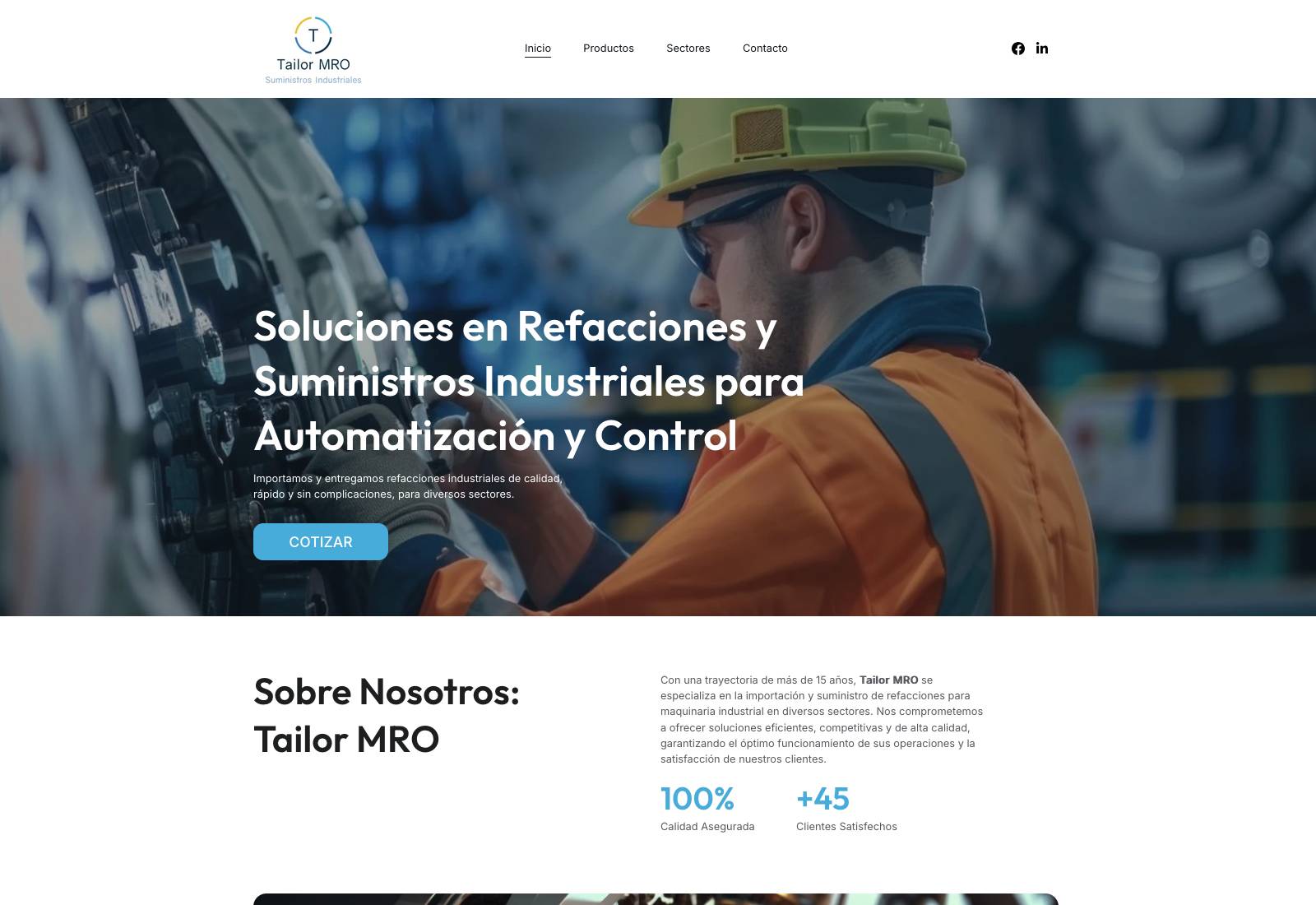 Captura de pantalla del proyecto Tailor MRO